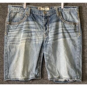 BKE Buckle Derek Mens Denim Shorts Size 40 Light Wash Button Fly Blue